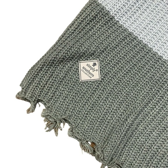 Simply Southern Collection Green Striped Distressed Ribbed Knit Sweater Size XXL - Picture 5 of 6